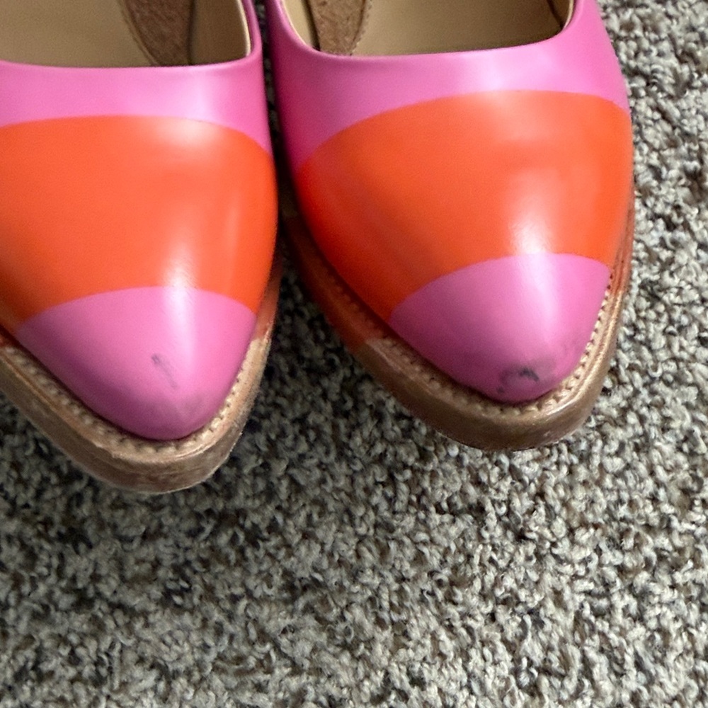 Colorblock Pink & Orange Mary Jane Mules - Picture 5 of 7